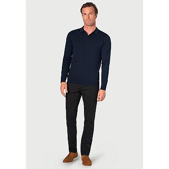 Brook Taverner Mens Casper Knitted Long-Sleeved Polo Shirt