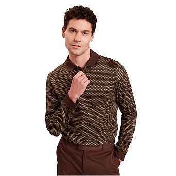 Ted Baker Mens Jacquard Long-Sleeved Polo Shirt