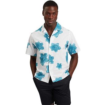 Ted Baker Mens Floral Seersucker Short-Sleeved Shirt