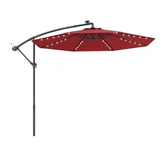 10ft Cantilever Market Patio Umbrella With 40 Solar LED Lights Turquoise