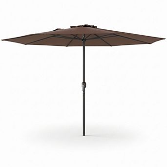 12Ft Market Patio Umbrella With Crank Handle And 8 Sturdy Support Ribs