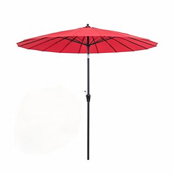 9ft Round Offset Patio Umbrella 18 Fiberglass Ribs Navy With Easy Tilt Adjustment