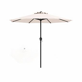 Heavy-Duty Market Patio Umbrella With Crank Handle And 8 Solid Ribs