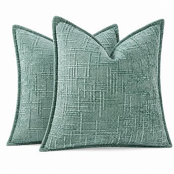 Chenille Decorative Throw Pillow Covers Set of 2 Soft Plush Flange Edges Cozy Home Decor