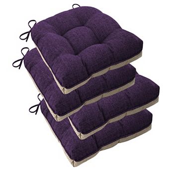 Set of 4 Dining Chair Cushions Non Slip Faux Linen Breathable Comfortable