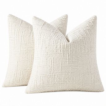 Chenille Throw Pillow Covers Set of 2 Soft Cozy Slubby Farmhouse Boho Home Decor