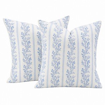 Cotton Linen Floral Throw Pillow Covers Set of 2 Vintage Home Decor