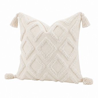 Boho Super Soft Chenille Tufted Pillow Cover with Tassel for Bed Sofa Couch Farmhouse Living Room