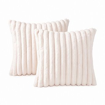 Set of 2 Faux Plush Throw Pillow Covers Soft Fuzzy Decorative Cushion Covers for Home
