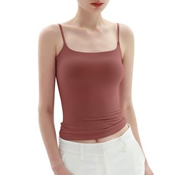 Women's Square Neck Tank Top Adjustable Spaghetti Straps Sleeveless Basic Tops