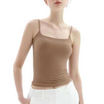 Women's Square Neck Tank Top Adjustable Spaghetti Straps Sleeveless Basic Tops