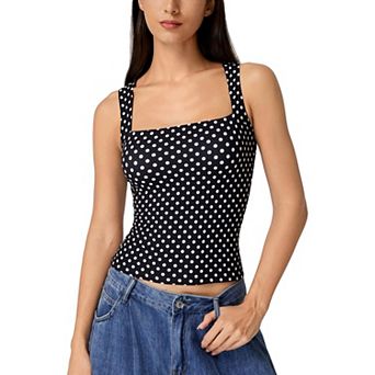 Women's Square Neck Sleeveless Stretchy Soft Fitted Tank Tops