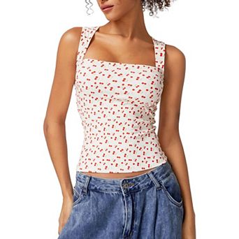 Women's Square Neck Sleeveless Stretchy Soft Fitted Tank Tops