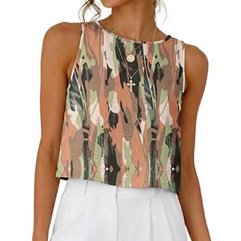 Womens Casual Crop Tank Tops Sleeveless Loose Fit Summer Beach Vacation Outfits