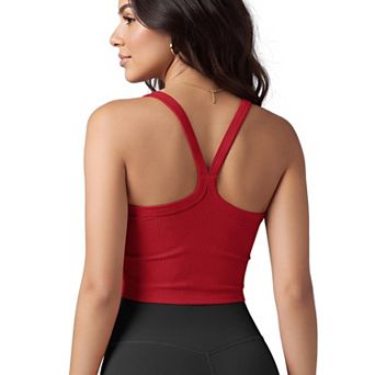 Women's Seamless Ribbed Crop Racerback Cami Tank for Casual Wear Low Impact Workouts