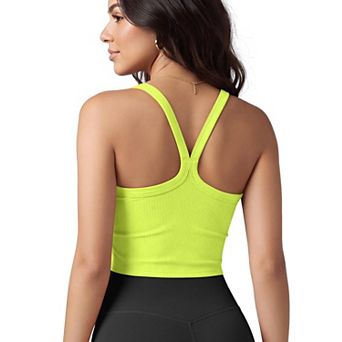 Women's Seamless Ribbed Crop Racerback Cami Tank for Casual Wear Low Impact Workouts