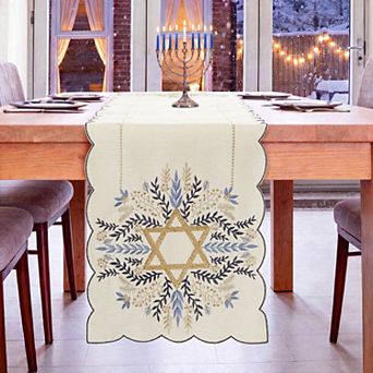 Avanti Star of David Embroidered Table Runner