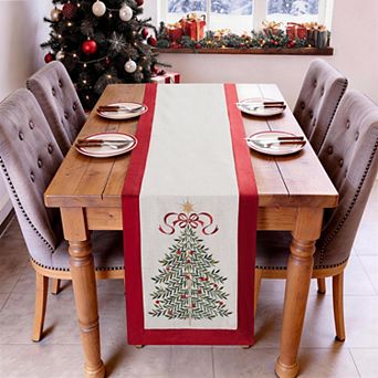 Avanti Modern Tree Table Runner 14" x 72" Embroidered Cotton