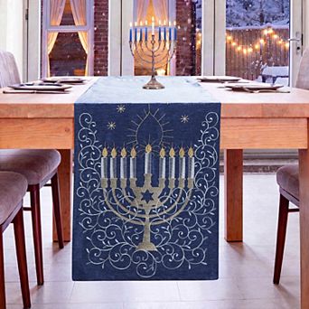Avanti Menorah Embroidered Table Runner