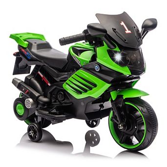 6V Kids 3-Wheel Motorcycle w/ Training Wheels, Headlight, Horn & Music