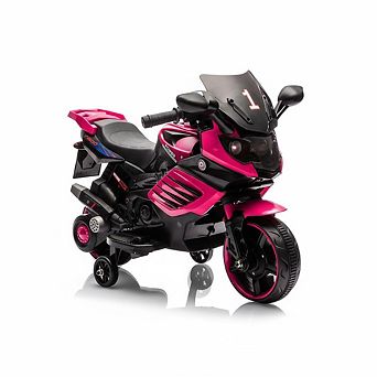 6V Kids 3-Wheel Motorcycle w/ Training Wheels, Headlight, Horn & Music