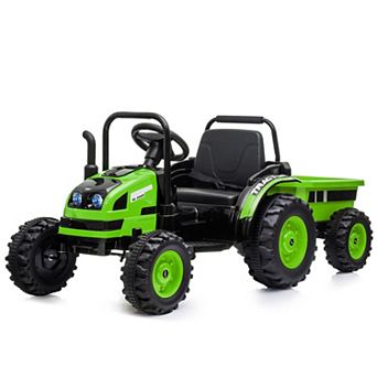 12V Kids Ride-On Tractor with Trailer, Remote Control & Dual 35W Motors