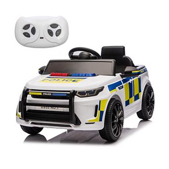 12V Kids Electric Police Car w/ Remote, Music, Headlights & Speaker
