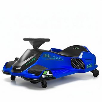 12V Electric Drift Go-Kart for Kids w/ 5-Wheel Design, LED Lights & Music