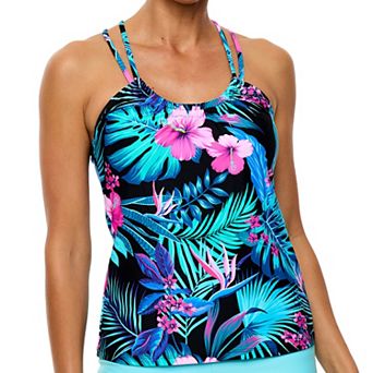 Women's N Double Tunnel Shirred Tankini Swim Top