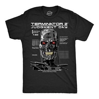 Mens Funny T Shirts T 800 Endo Skull Awesome Terminator 2 Movie Tee For Men