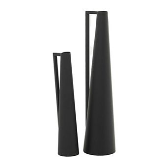 CosmoLiving by Cosmopolitan Metal Slim Cone Decorative Vase with Handles
