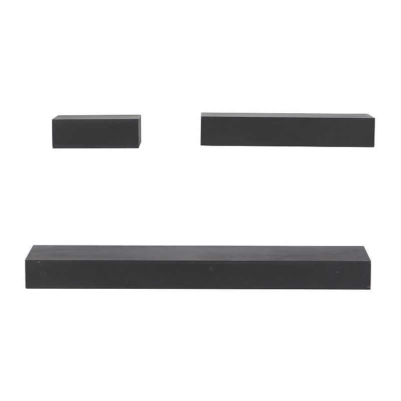 CosmoLiving by Cosmopolitan Wood 3-Shelf Wall Shelf, Black