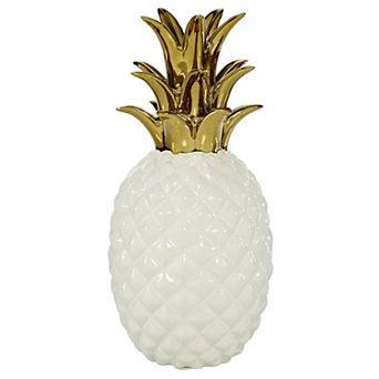 CosmoLiving by Cosmopolitan Porcelain Ceramic Faceted Pineapple Decorative Sculpture