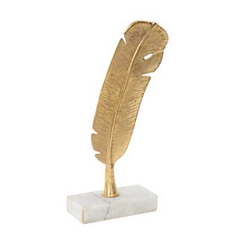 CosmoLiving by Cosmopolitan Aluminum Metal Feather Decorative Sculpture Table Decor