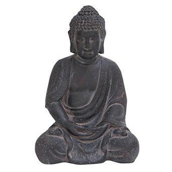 CosmoLiving by Cosmopolitan Ceramic Meditating Decorative Sculpture with Engraved Carvings