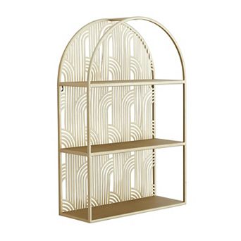CosmoLiving by Cosmopolitan Metal Rounded 3-Level Wall Shelf with Arch Pattern