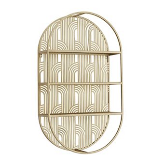 CosmoLiving by Cosmopolitan Metal Oval 3-Level Wall Shelf with Arch Pattern