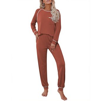 Ekouaer Pajamas Set Soft Comfy Pajamas Sets Long Sleeve Sleepwear Loungewear