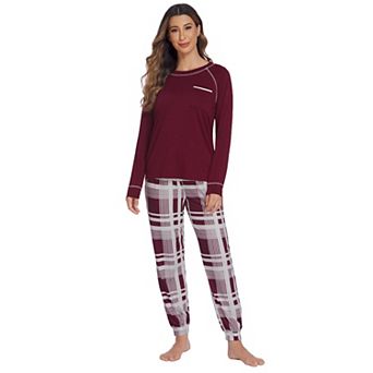 Ekouaer Pajamas Set Soft Comfy Pajamas Sets Long Sleeve Sleepwear Loungewear