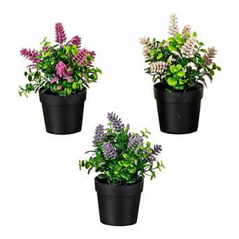 nearly natural Artificial Flowering Arrangement 3-Pack in Black Pot
