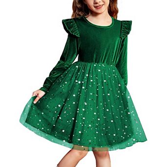 Arshiner Girl Dress Tutu Velvet Tulle Long Sleeve Special Occasion Dresses