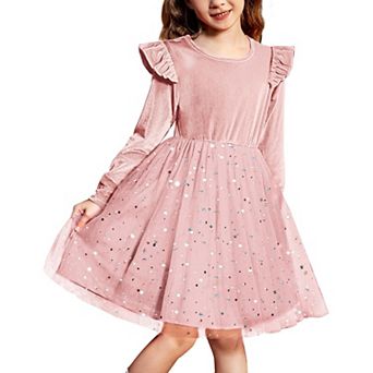 Arshiner Girl Dress Tutu Velvet Tulle Long Sleeve Special Occasion Dresses