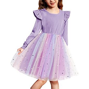 Arshiner Girl Dress Tutu Velvet Tulle Long Sleeve Special Occasion Dresses