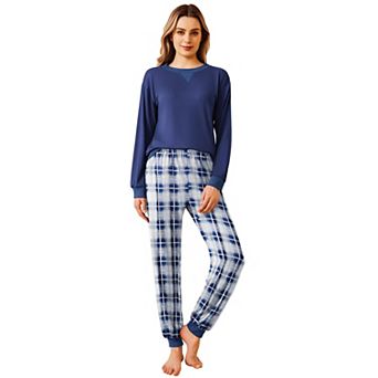 Ekouaer Pajamas Set Long Sleeve Pajama Sets Two Piece Jogger Pajama Sets Sleepwear
