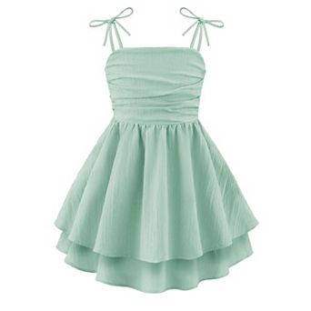 Arshiner Girl Dress Spaghetti Strap Midi Summer Easter Beach Boho Casual Formal Tween