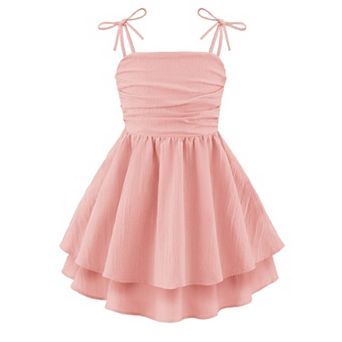 Arshiner Girl Dress Spaghetti Strap Midi Summer Easter Beach Boho Casual Formal Tween