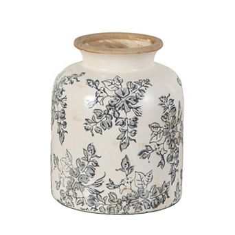 nearly natural Floral Tuscan Ceramic Scroll Vase