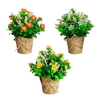 nearly natural Artificial Daisy Plant in Newspaper Wrapped Planter - Set of 3