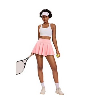 PINSPARK Women's High Waisted Pleated Tennis Skort Tummy Control Golf Skirt