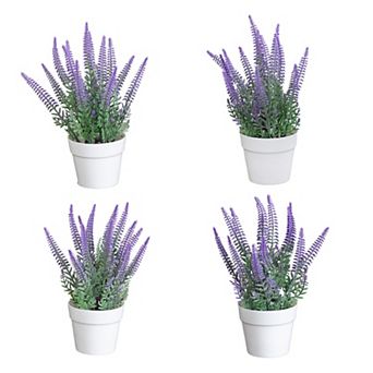 nearly natural Artificial Lavender Plant 8-Inch - Set of 4